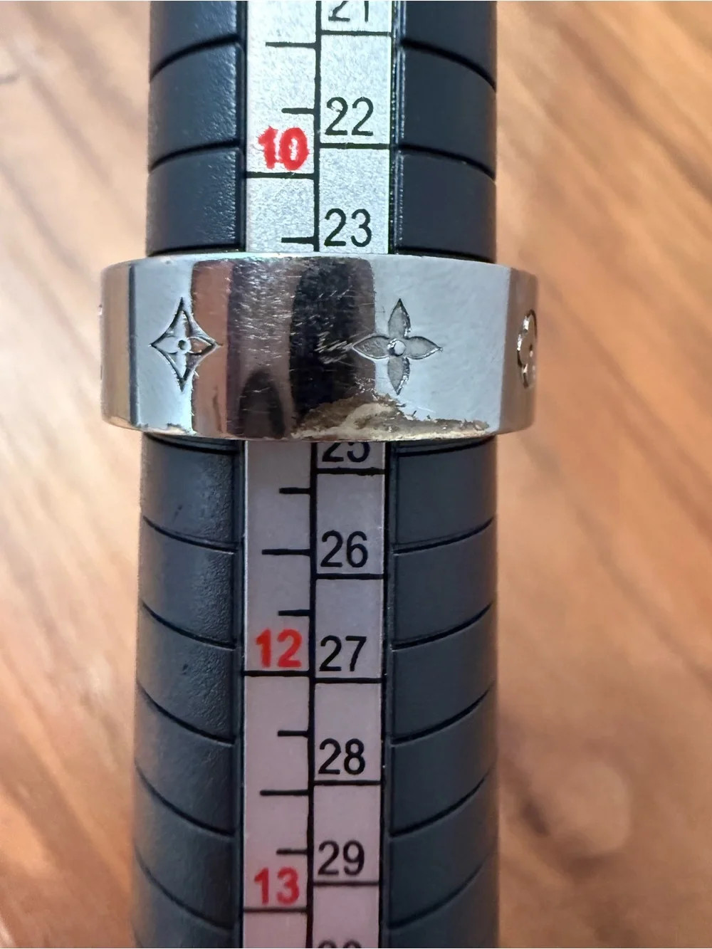 Louis Vuitton Polished Silver Monogram Band Ring